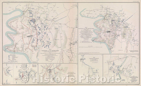 Historic Map : Map of the Battle of the Antietam fought on the 16th and 17th September, 1862 between the United States Forces, 1863 , Vintage Wall Art