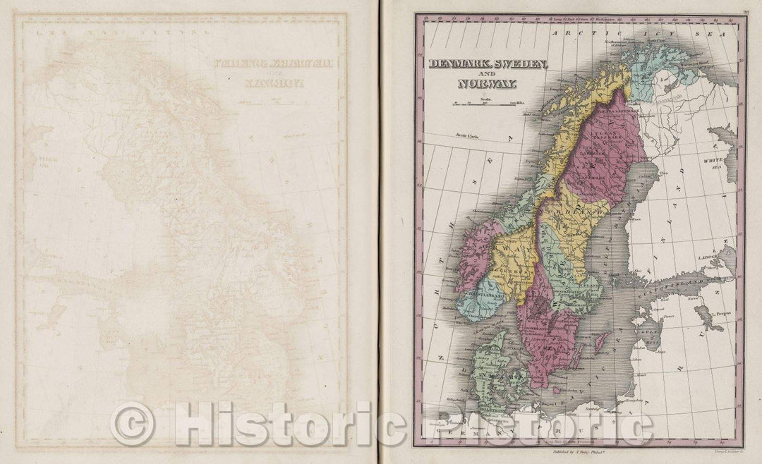 Historic Map : Denmark, Sweden, and Norway., 1832 , Vintage Wall Art