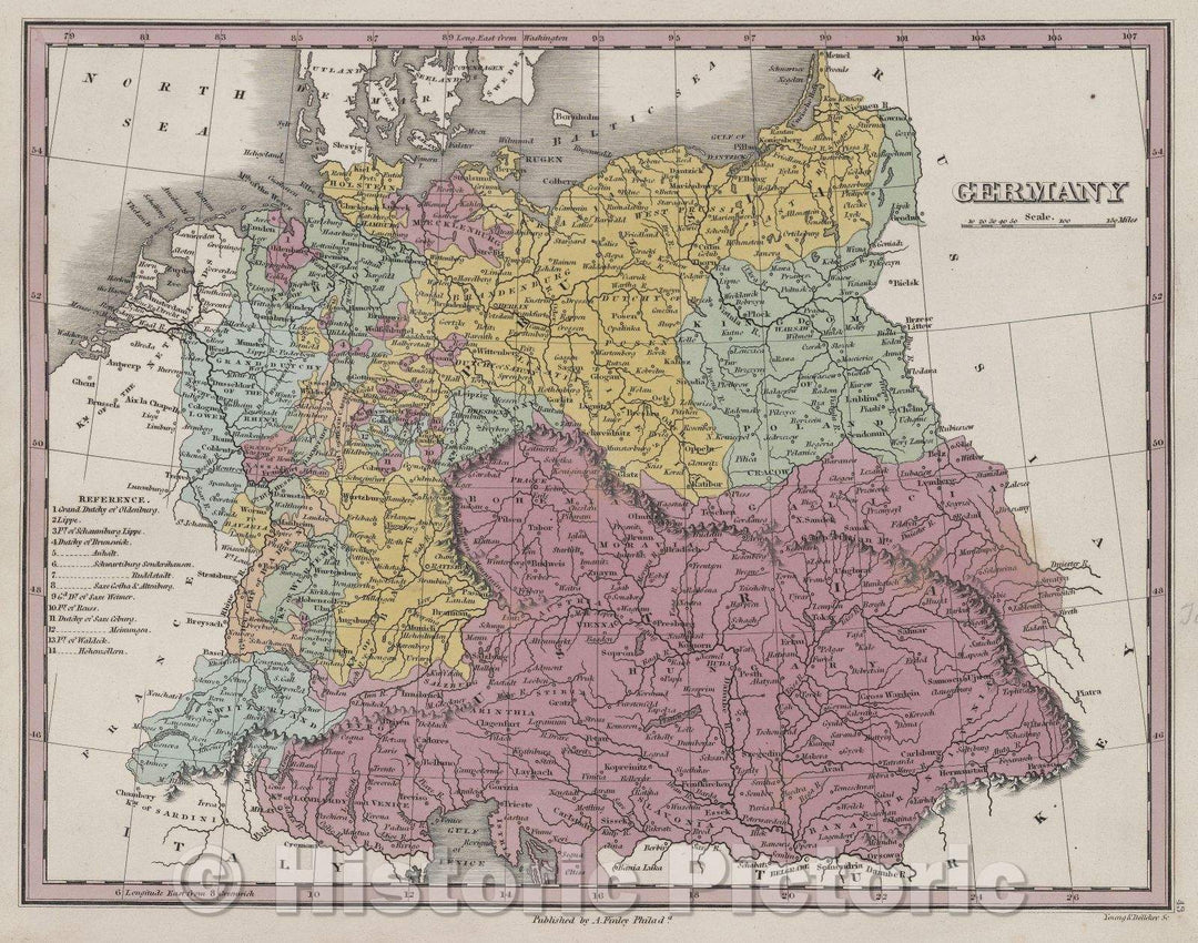 Historic Map : Germany, 1832 , Vintage Wall Art