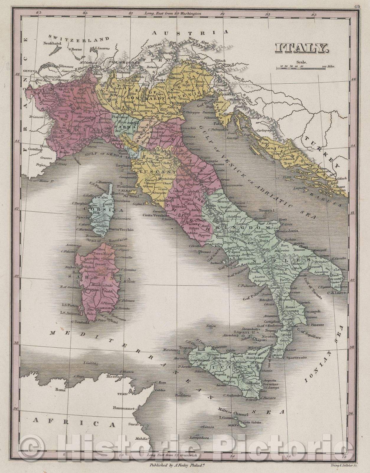 Historic Map : Italy., 1832 , Vintage Wall Art