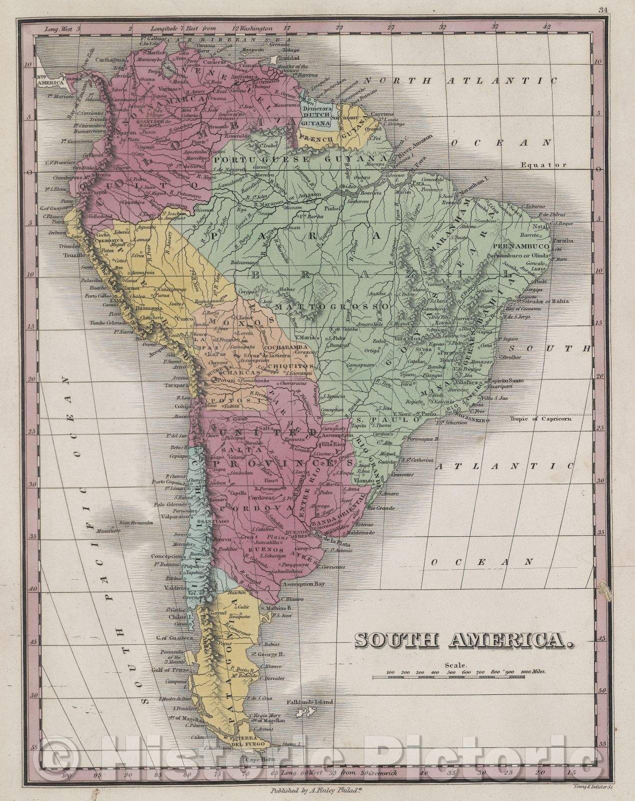 Historic Map : South America., 1832 , Vintage Wall Art