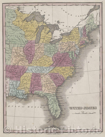 Historic Map : United States, 1832 , Vintage Wall Art