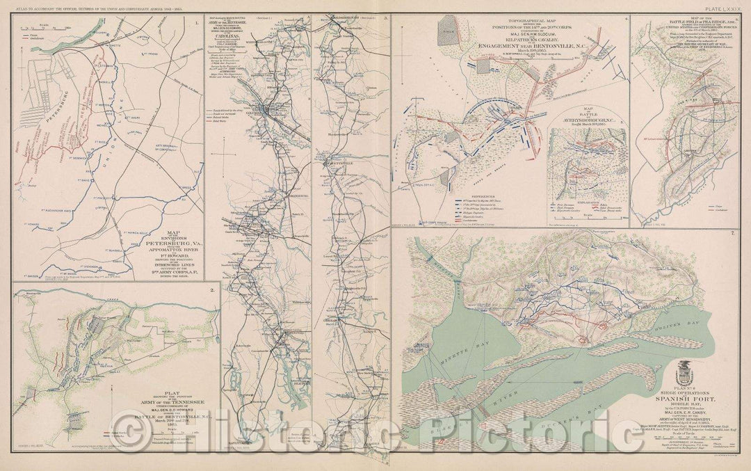 Historic Map : Map of the environs of Petersburg, VA., from the Appomattox River to Ft. Howard, 1876 , Vintage Wall Art