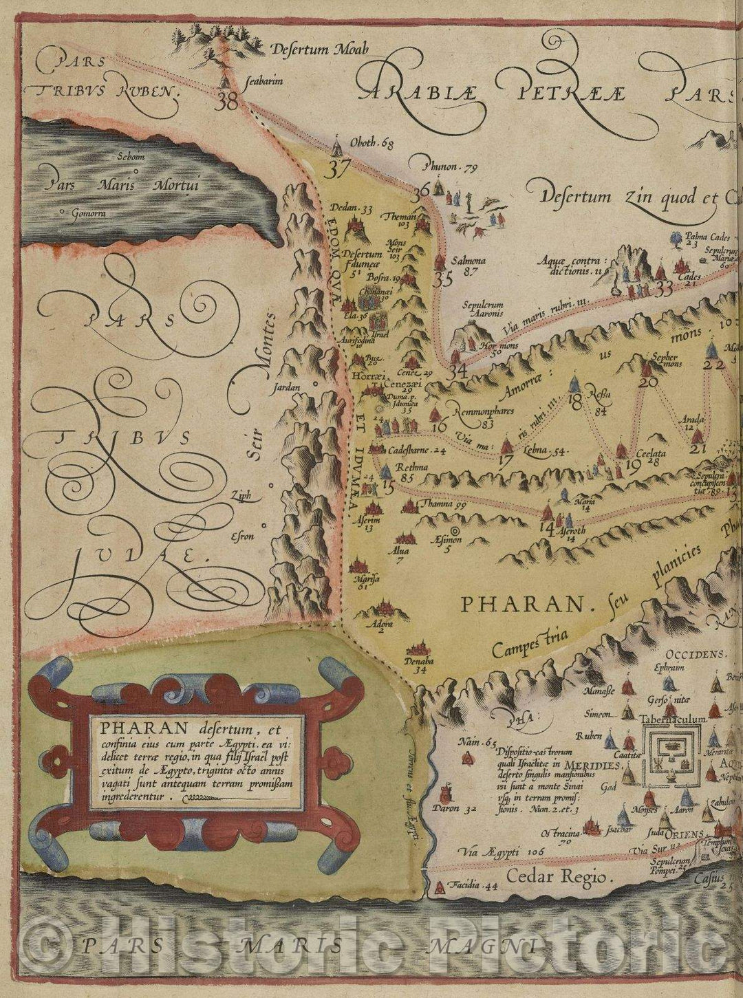 Historic Map : Pharan desertum, et confinia eius cum parte Aegypti. ea videlicet terrae regio, in qua filij Israel post exitum de Aegypto, 1600 , Vintage Wall Art