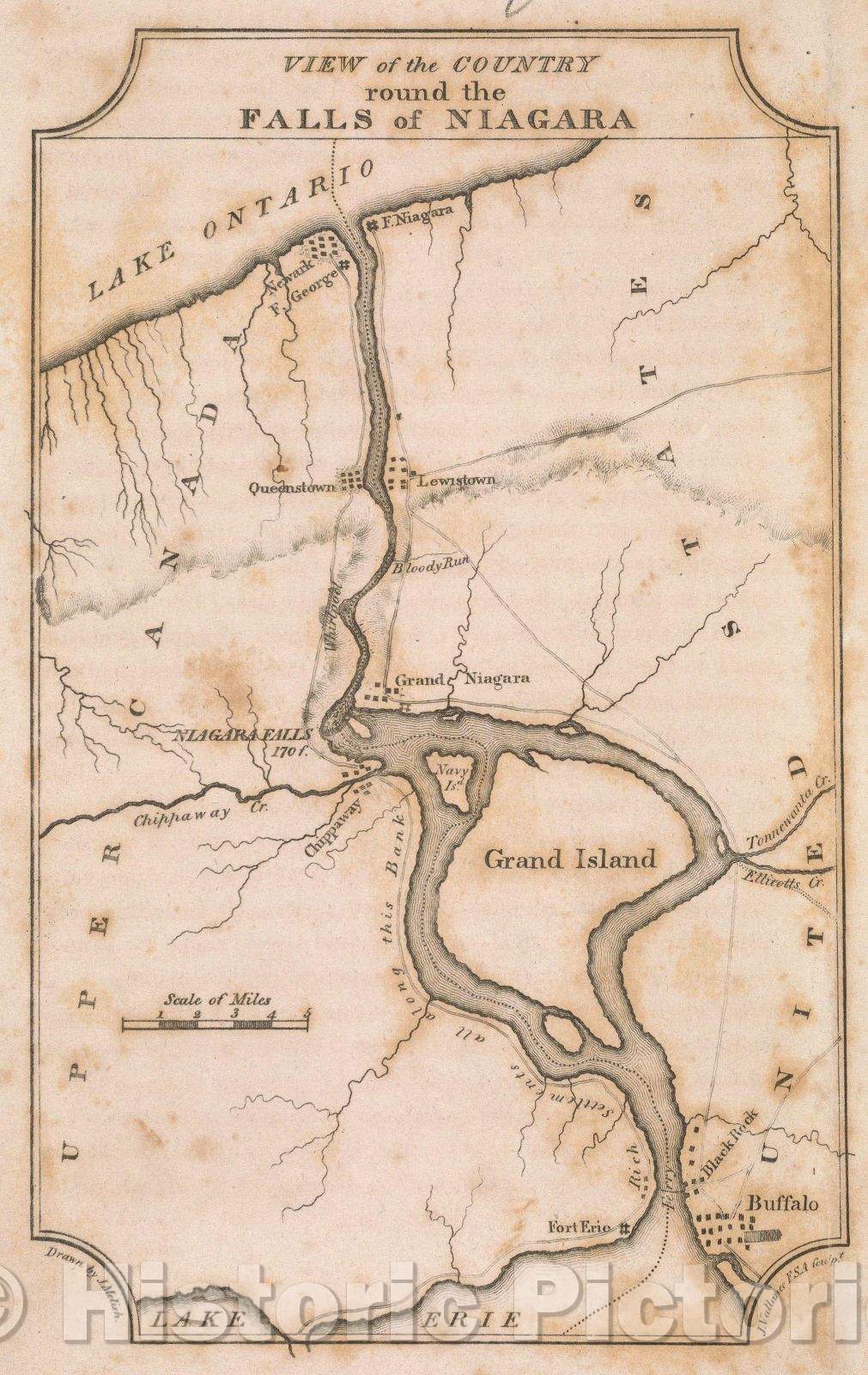 Historic Map : View of the Country round the Falls of Niagra, 1815 , Vintage Wall Art