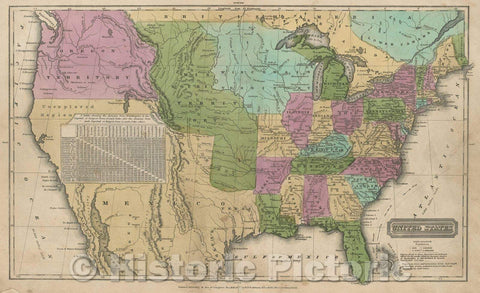 Historic Map : United States, 1837, Vintage Wall Art