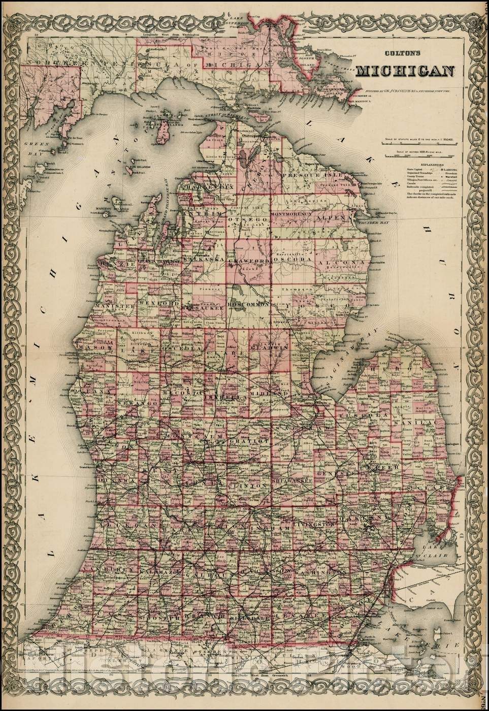 Historic Map - Colton's Michigan, 1874, G.W. & C.B. Colton v1