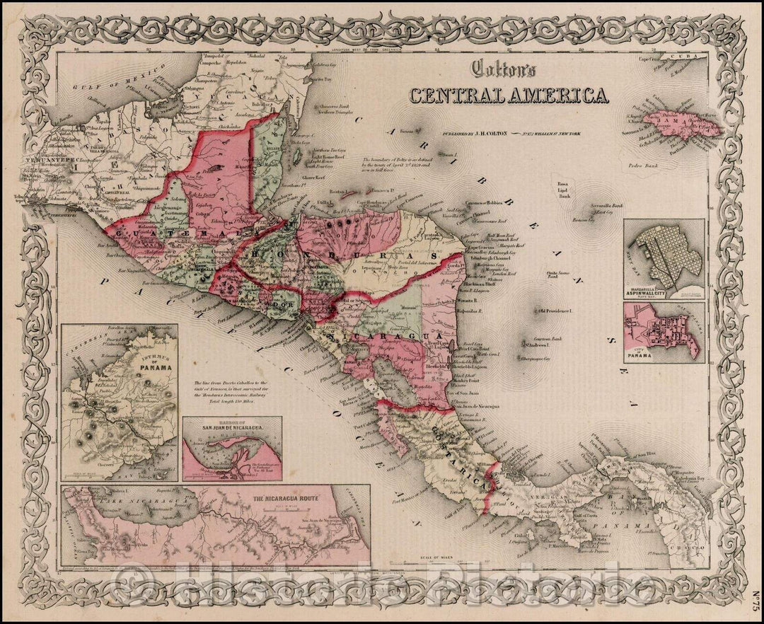 Historic Map - Central America, 1855, Joseph Hutchins Colton v1