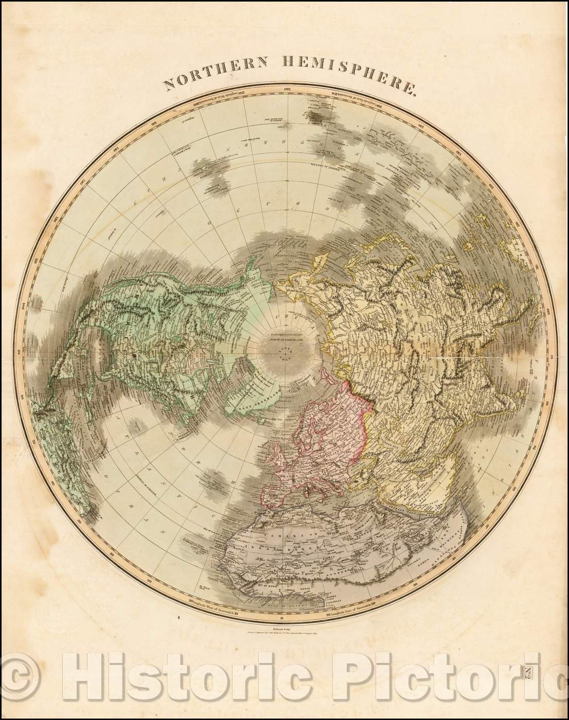 Historic Map - Northern Hemisphere, 1814, John Thomson v1