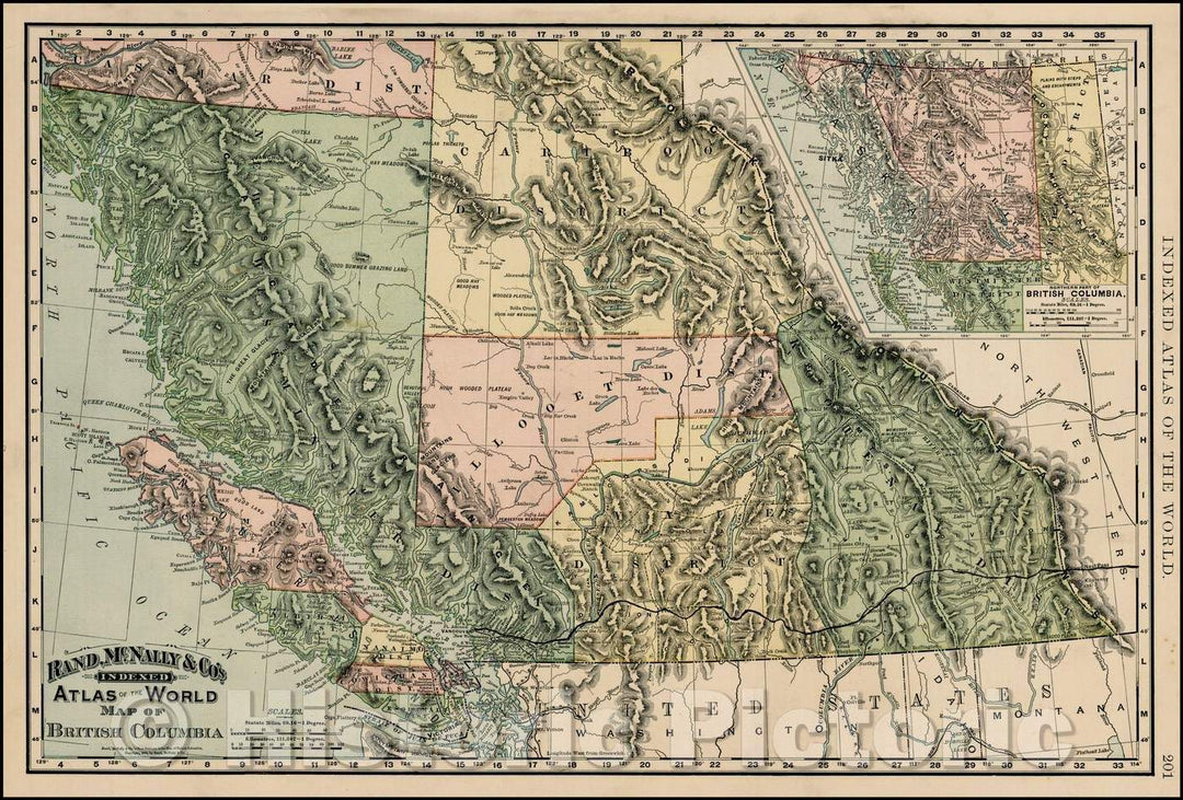 Historic Map - Map of British Columbia, 1892, William Rand - Vintage Wall Art