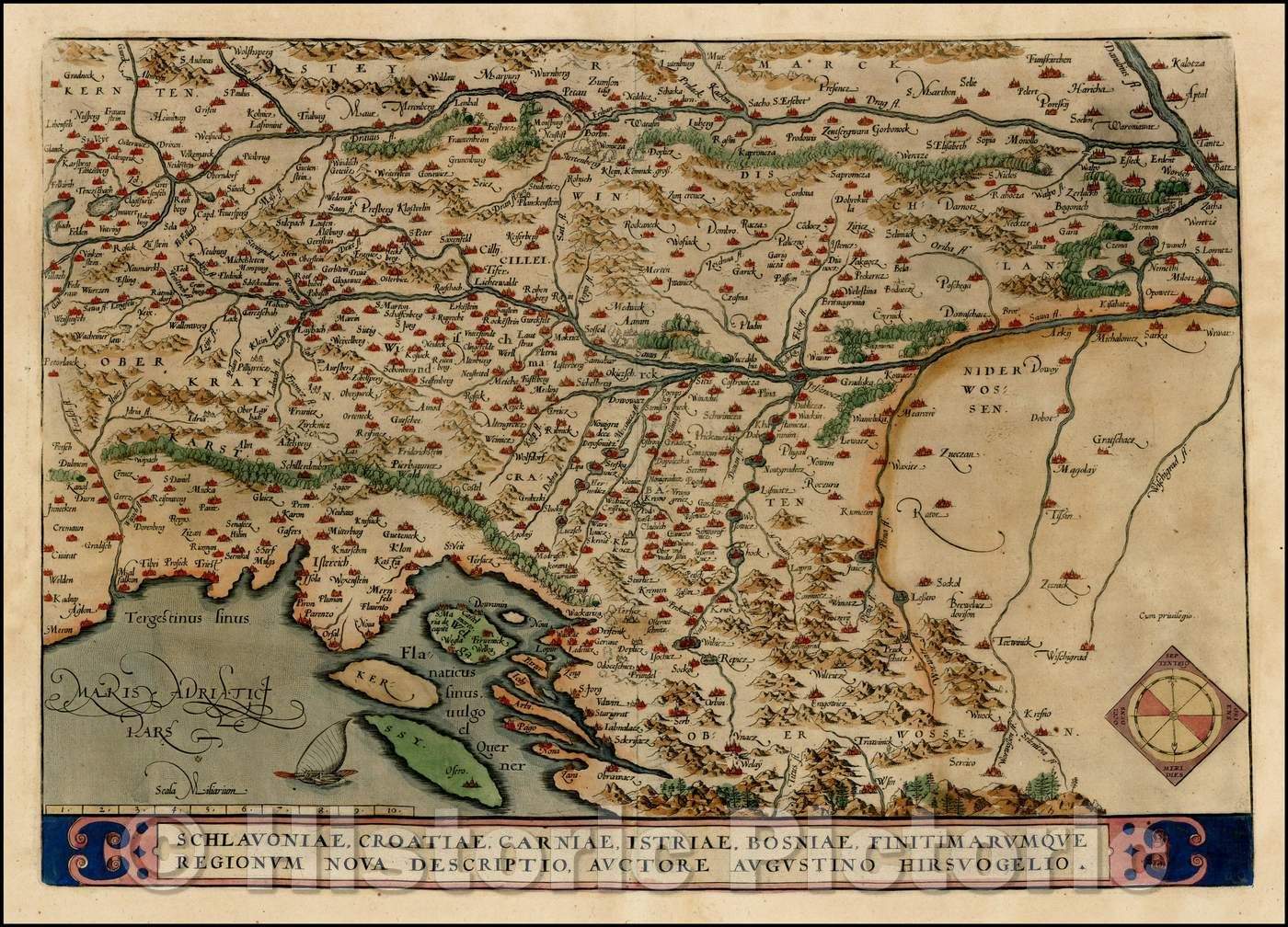 Historic Map - Schlavoniae, Croatiae, Carniae, Istriae, Bosniae, Finitimarumque Regionum Nova Descriptio, 1584, Abraham Ortelius - Vintage Wall Art