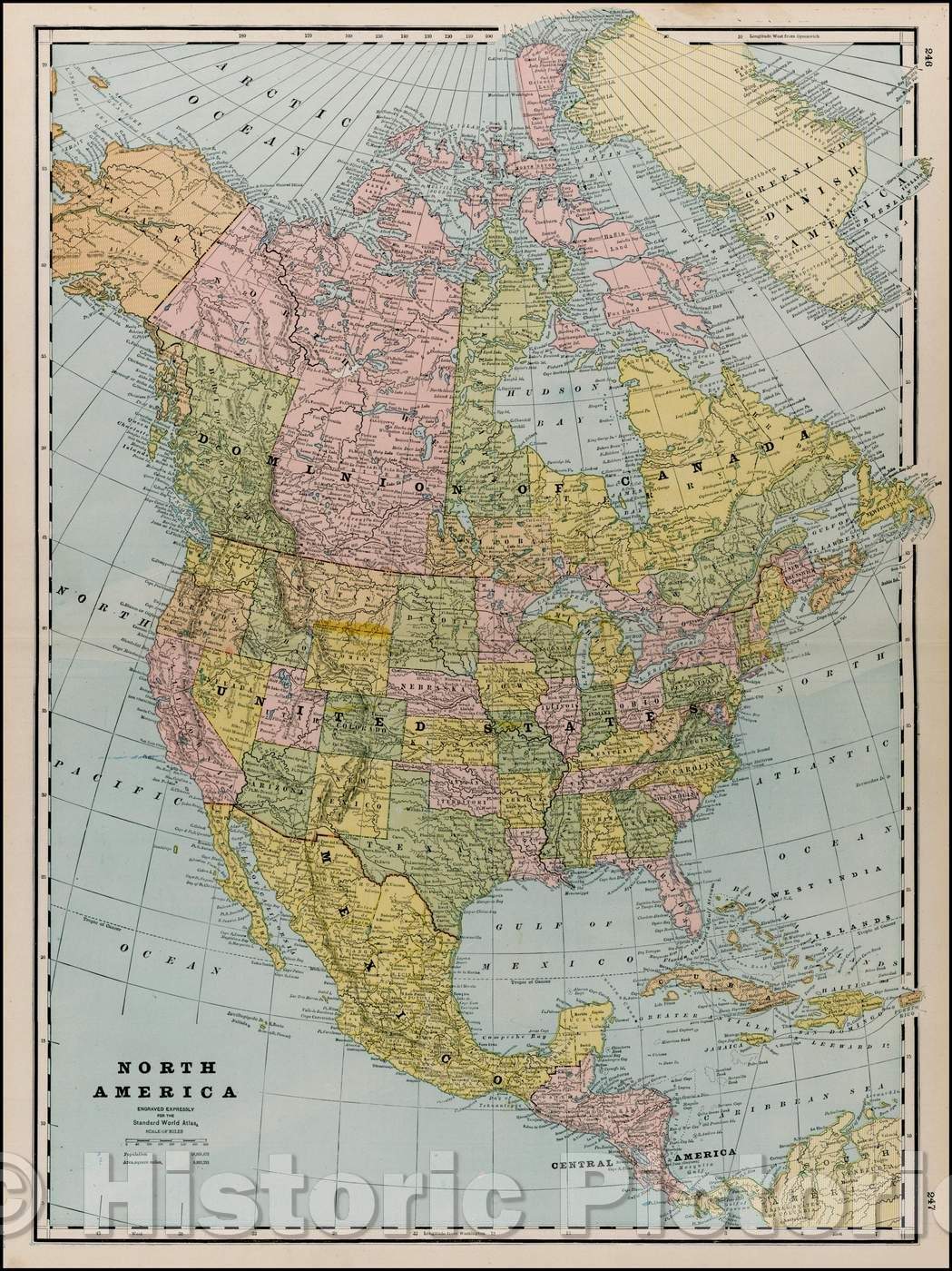 Historic Map - North America, 1892, George F. Cram - Vintage Wall Art