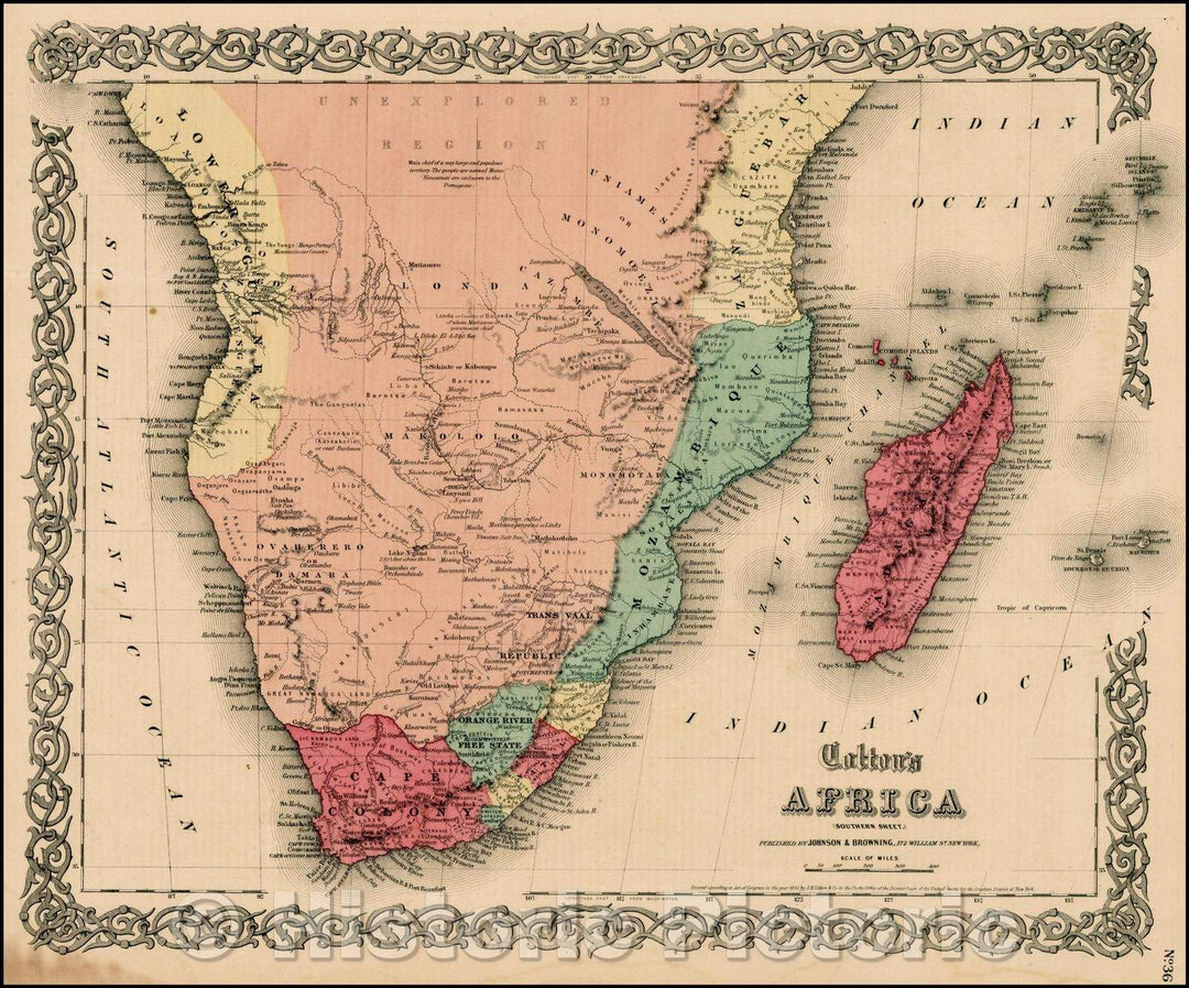 Historic Map - Africa [Southern Sheet], 1859, Joseph Hutchins Colton - Vintage Wall Art