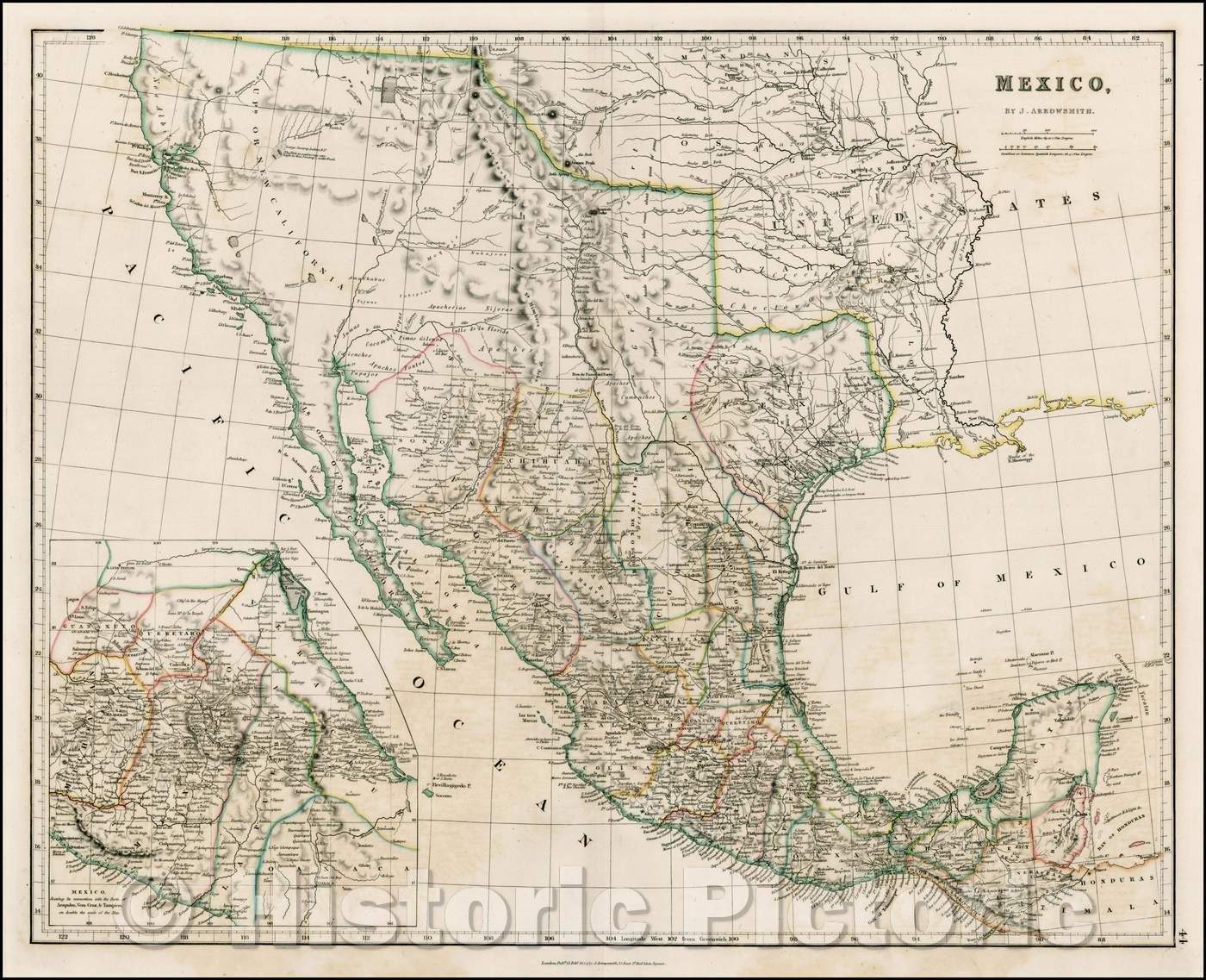 Historic Map - Mexico (Texas on the eve of Independence), 1834, John Arrowsmith - Vintage Wall Art