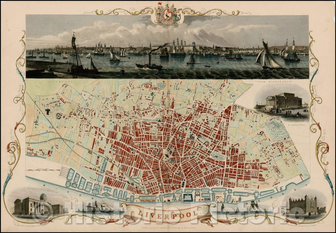 Historic Map - Liverpool, England, 1851, John Tallis v1