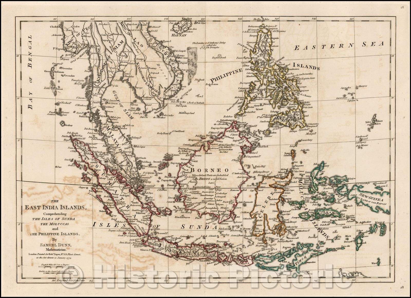 Historic Map - The East India Islands, Comprehending The Isles of Sunda, The Moluccas and The Philippine Islands, 1774, Samuel Dunn - Vintage Wall Art