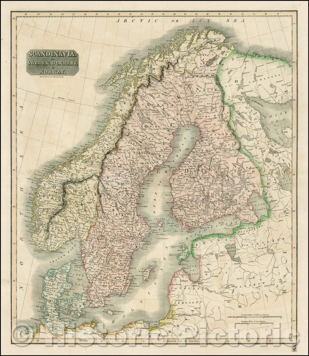 Historic Map - Scandinavia, or Sweden, Denmark & Norway, 1814, John Thomson - Vintage Wall Art