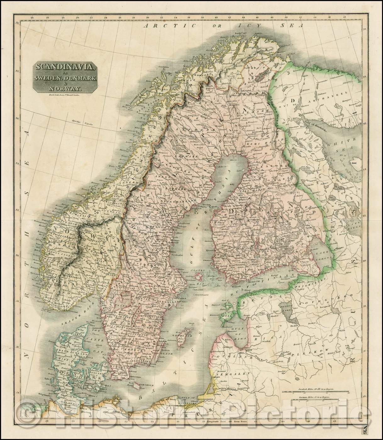 Historic Map - Scandinavia, or Sweden, Denmark & Norway, 1814, John Thomson - Vintage Wall Art