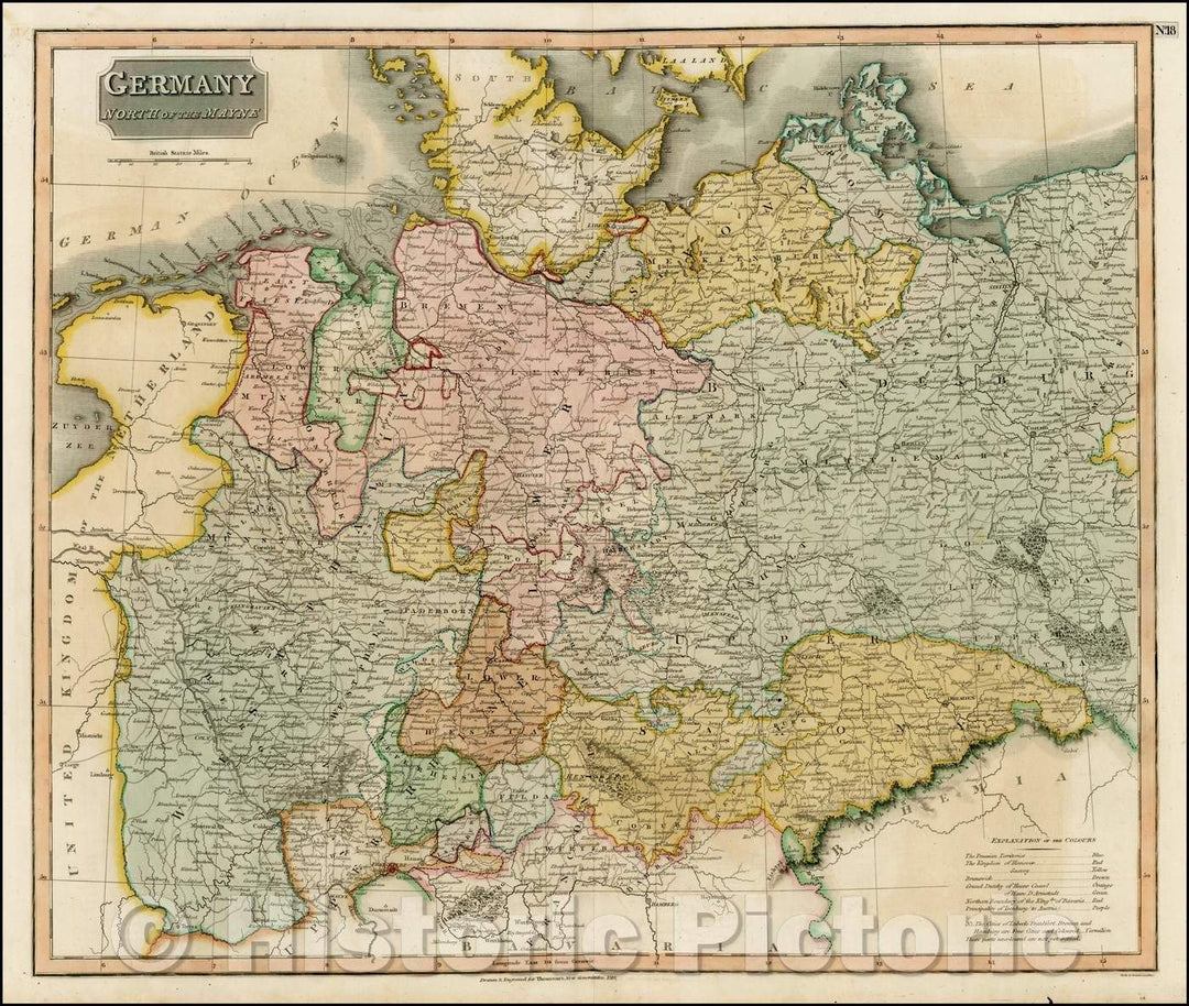 Historic Map - Germany North of the Maine, 1817, John Thomson - Vintage Wall Art