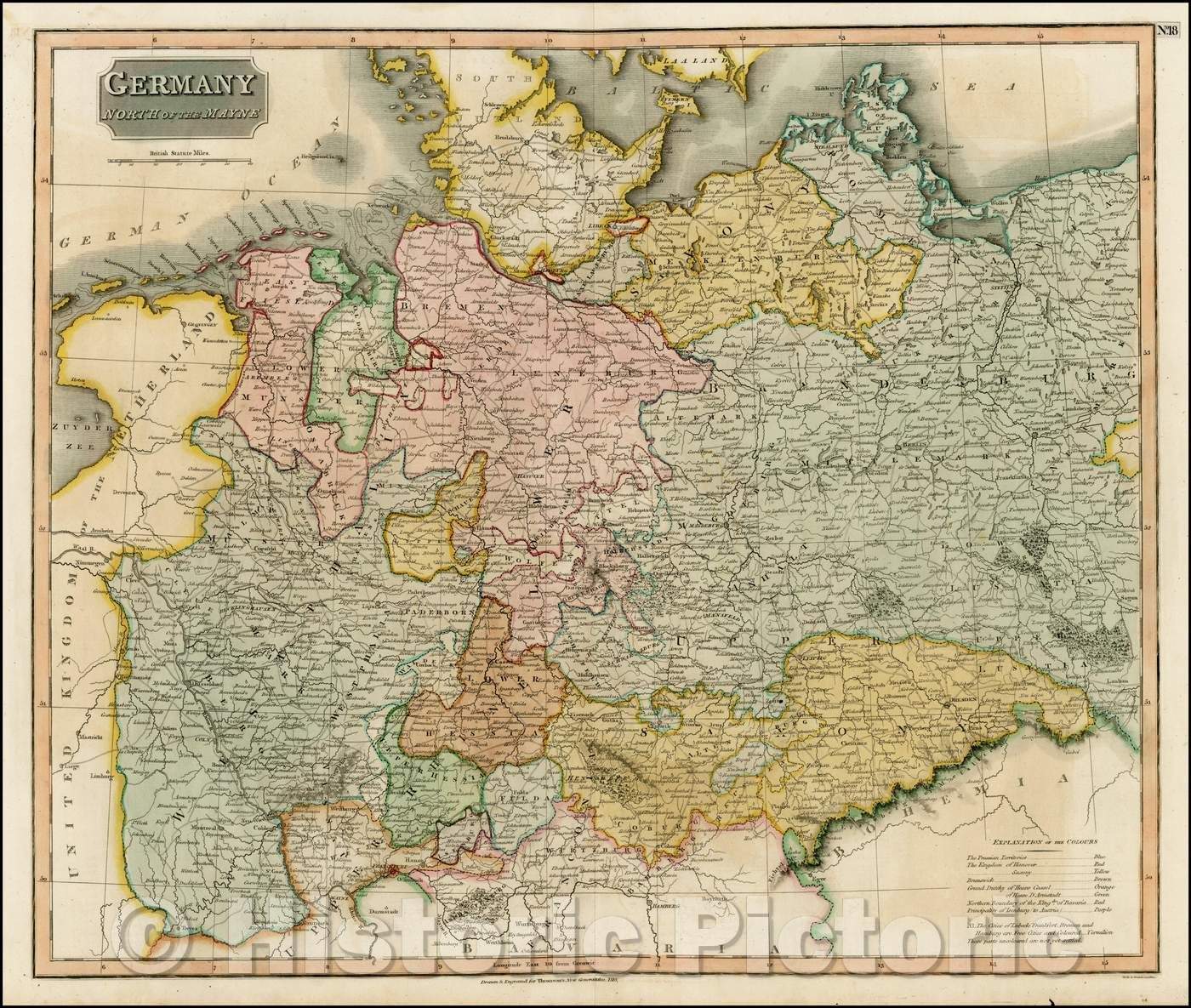 Historic Map - Germany North of the Maine, 1817, John Thomson - Vintage Wall Art