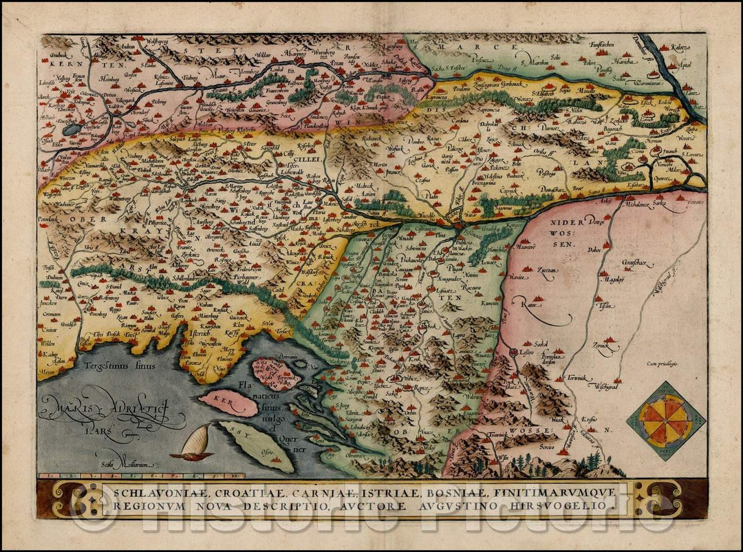 Historic Map - Schlavoniae, Croatiae, Carniae, Istriae, Bosniae, Finitimarumque Regionum Nova Descriptio, 1574, Abraham Ortelius - Vintage Wall Art