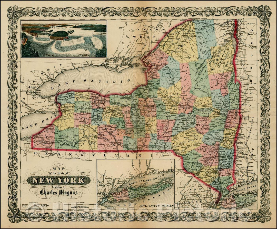 Historic Map - Map of the State of New York, 1854, Charles Magnus v1