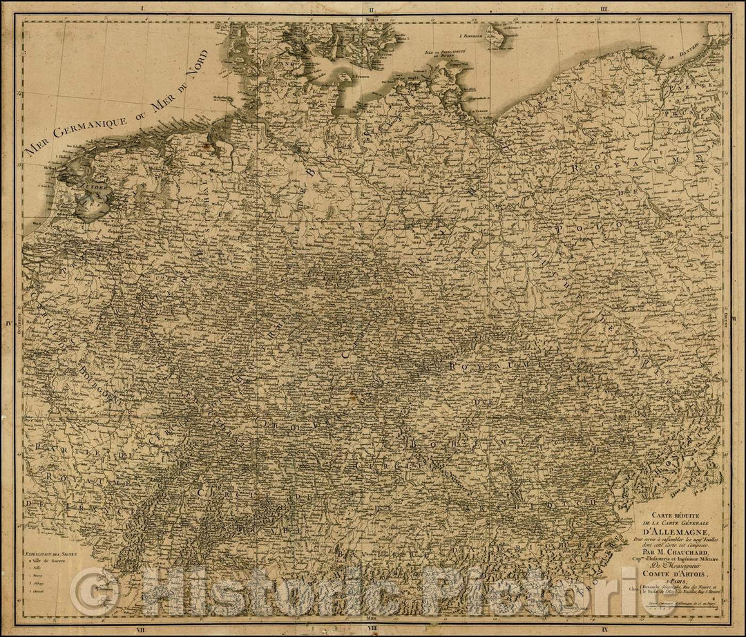 Historic Map - Carte Reduite De La Carte Generale D'Allemagne Pour servi a rassembler les :: Carte Generale From Germany has served to gather the new, 1780 - Vintage Wall Art