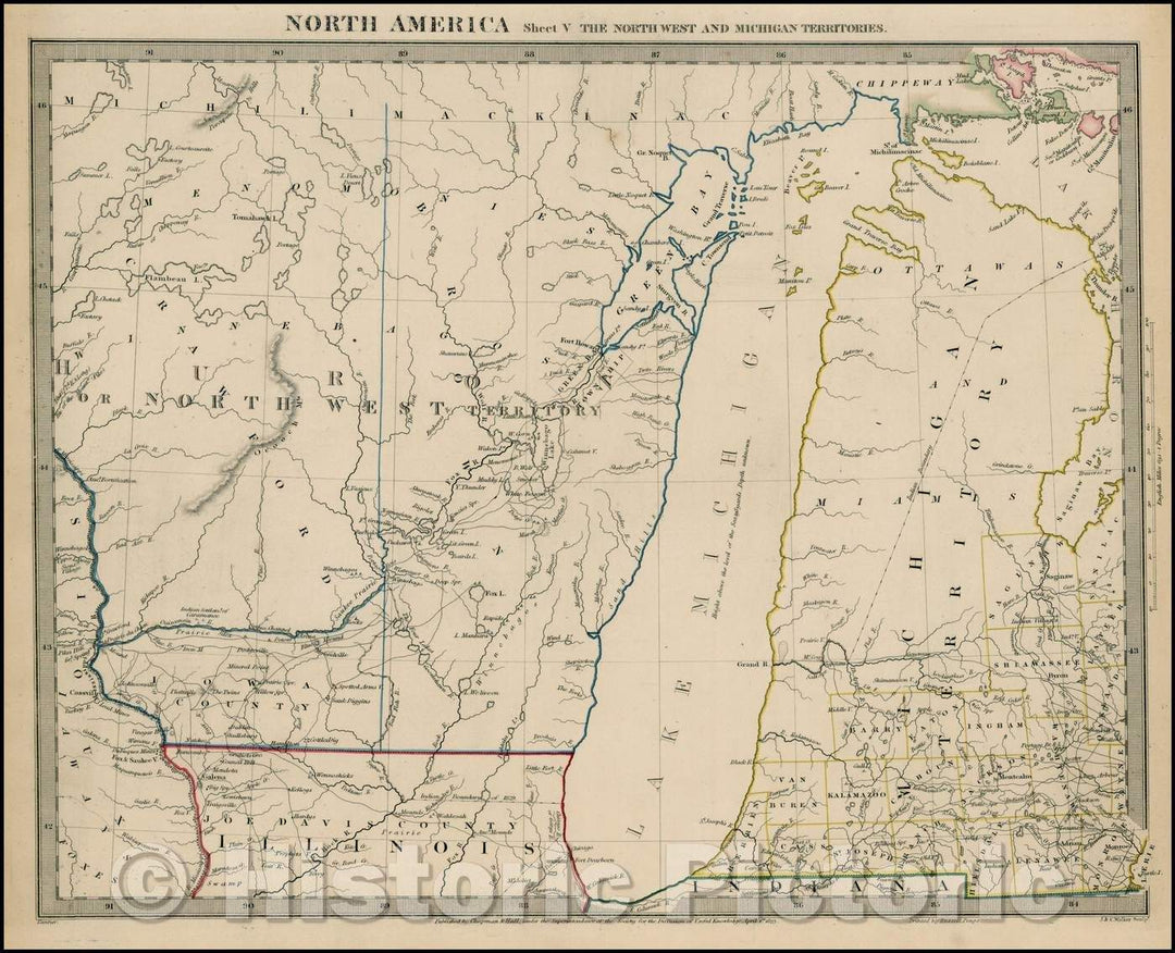 Historic Map - North America Sheet V The North West and Michigan Territories, 1833, SDUK v1