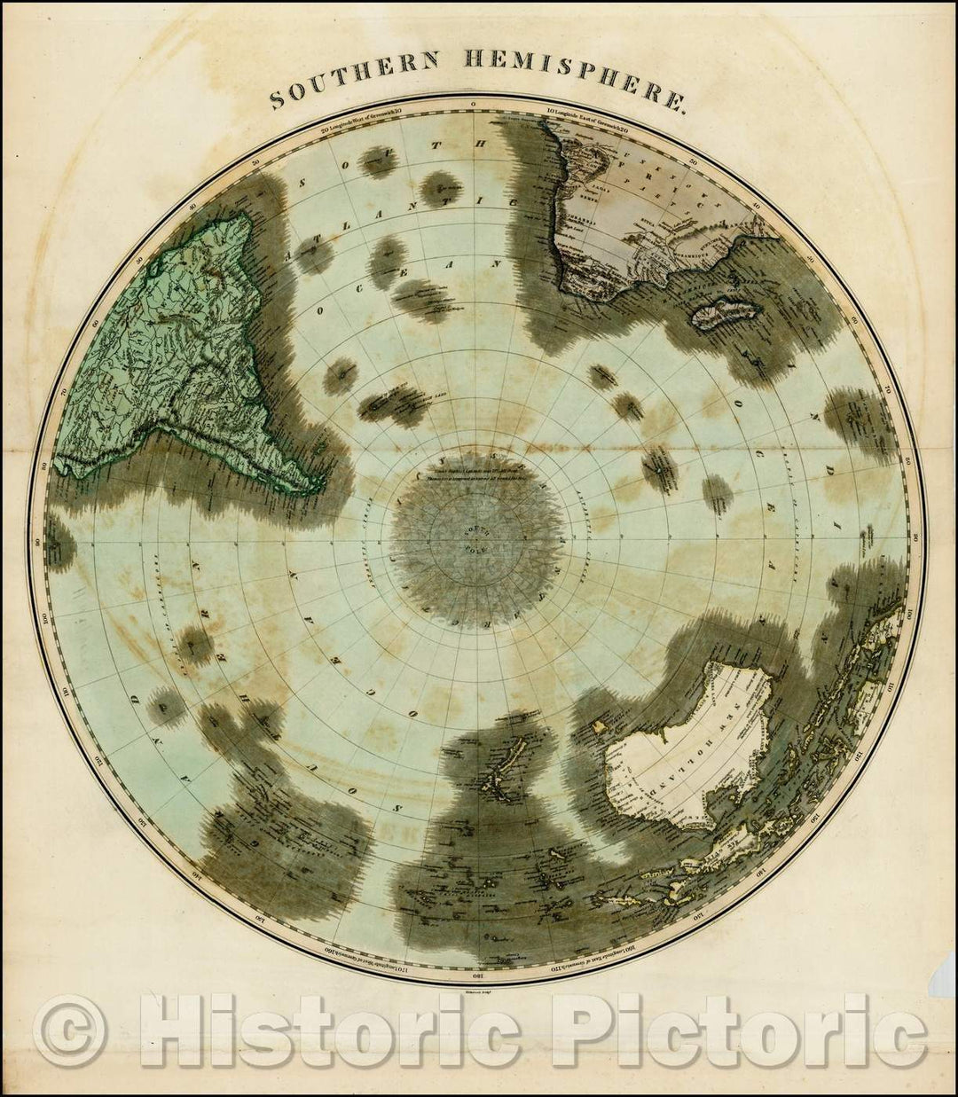 Historic Map - Southern Hemisphere, 1814, John Thomson - Vintage Wall Art