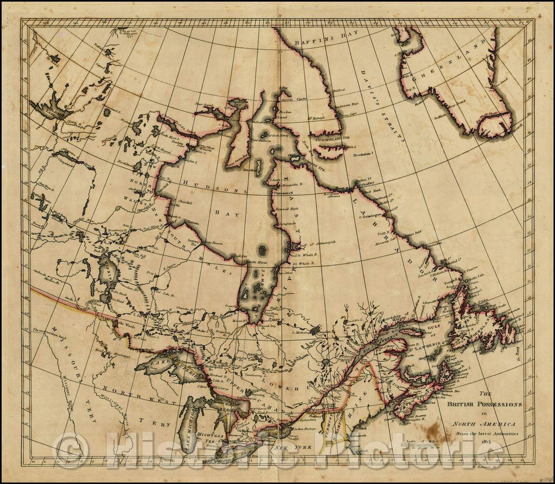 Historic Map - The British Possessions in North America From the latest Authorities, 1814, Mathew Carey - Vintage Wall Art