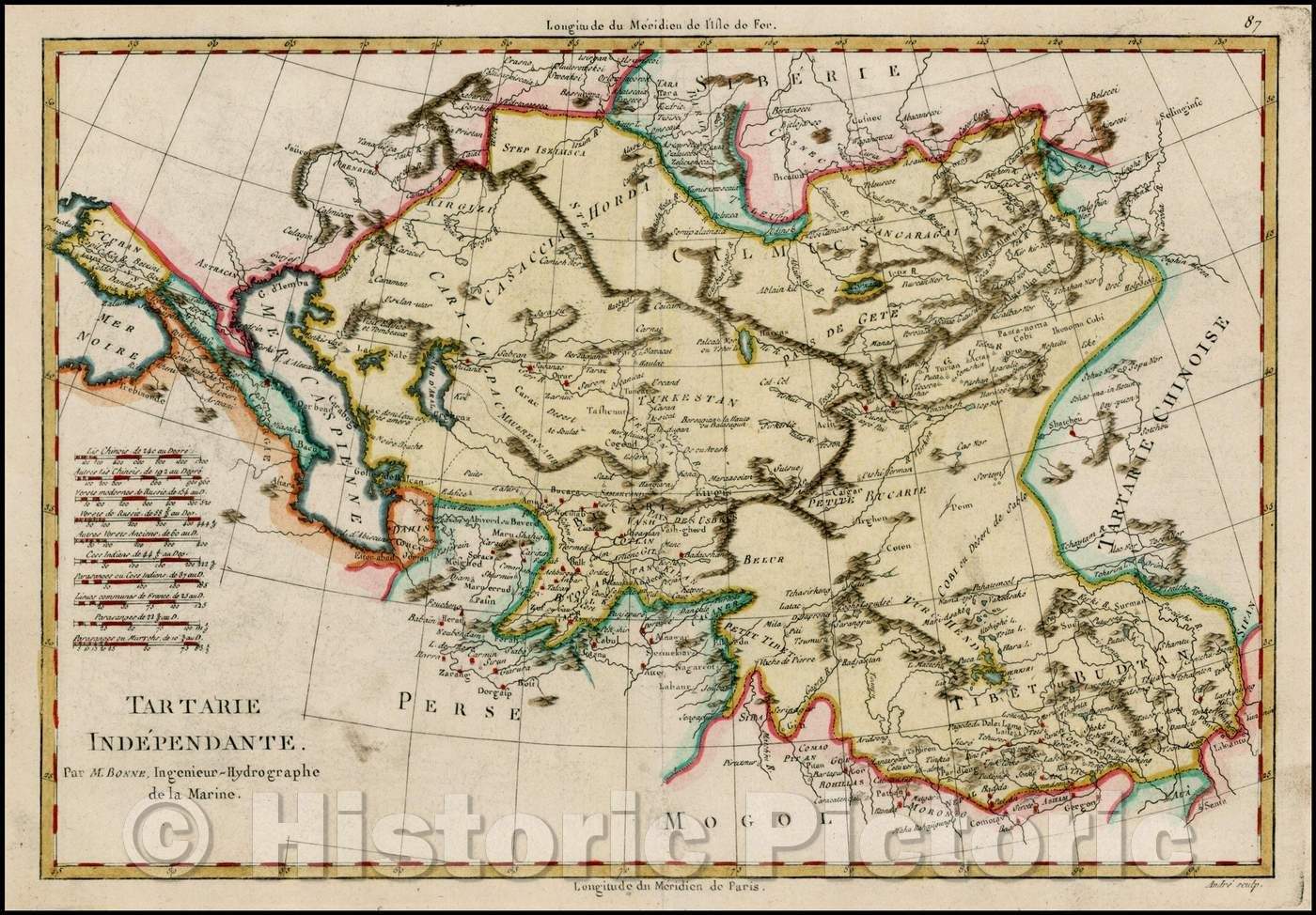 Historic Map - Tartarie Independante/Map of the Region bounded by the Ukraine and Baltic in the west and China, Korea, and the Pacific Ocean, 1787 - Vintage Wall Art