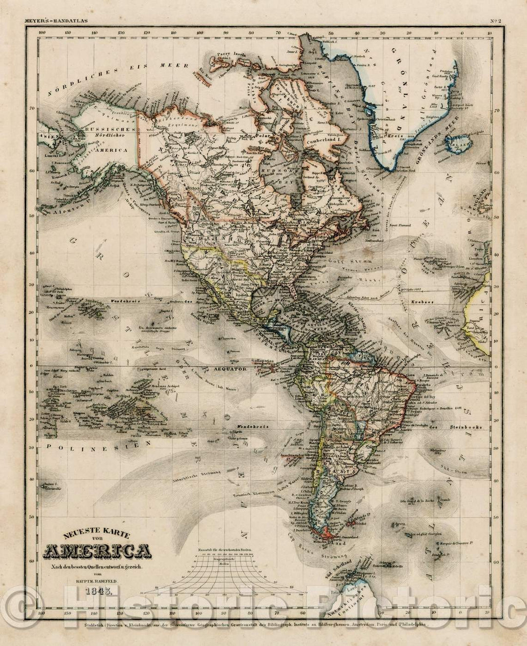 Historic Map - Neueste Karte von America nach den bessten Quellen/Map of Bolivia and a portion of Brazil, route of Francis de Laporte de Castelnau's, 1843 - Vintage Wall Art