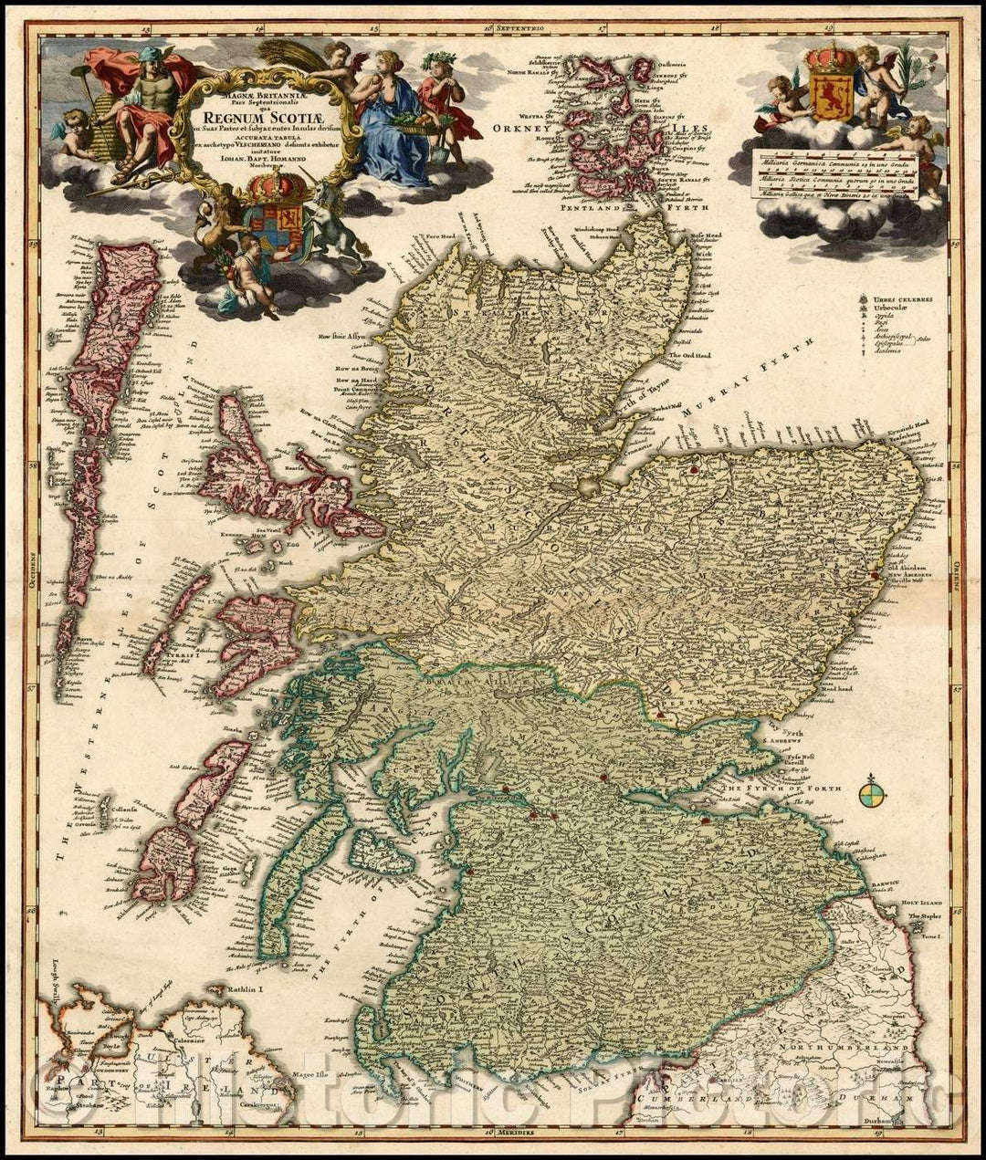 Historic Map - Magnae Britanniae Pars Septentrionalis qua Regnum Scotiae/Some of the Kingdom of Great Britain north of Scotland, 1710, Johann Baptist Homann - Vintage Wall Art