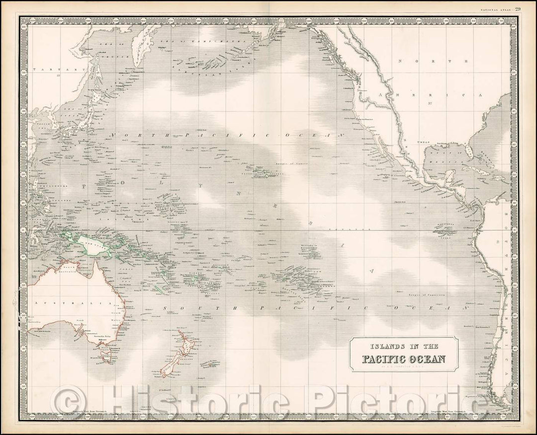 Historic Map - Islands In The Pacific Ocean, 1844, W. & A.K. Johnston - Vintage Wall Art