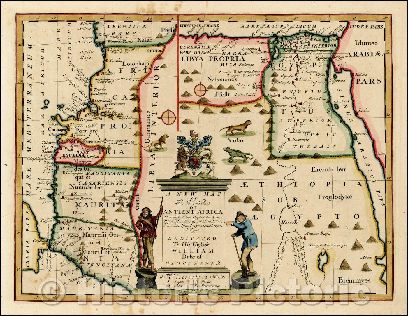 Historic Map - The North Part of Antient Africa Shewing the Chief People, Cities, Towns, Rivers, Mountains, 1712, Edward Wells - Vintage Wall Art