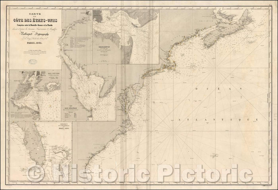 Historic Map - Carte D'Assemblage De L'Amerique Septentrionale/Map of North America, grandest North American Wall Map of the 19th Century, 1861, Aime Robiquet - Vintage Wall Art