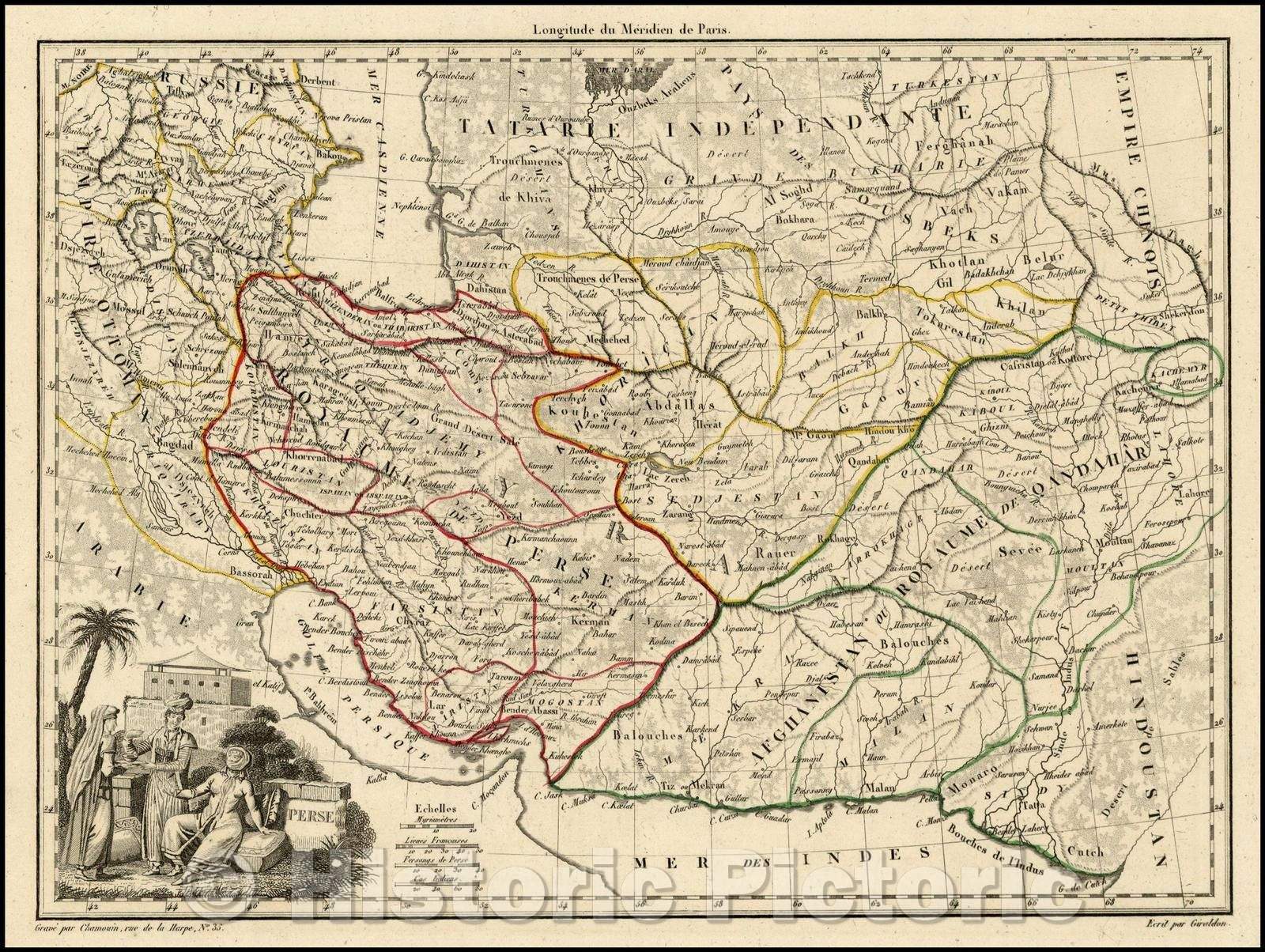 Historic Map - Perse Persia, 1812, Conrad Malte-Brun - Vintage Wall Art