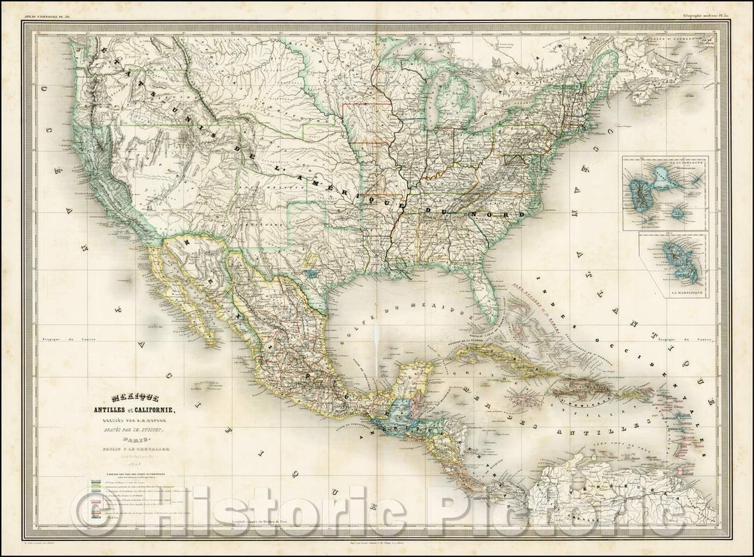 Historic Map - Mexique, Antilles et Californie, 1858, Adolphe Hippolyte Dufour v1