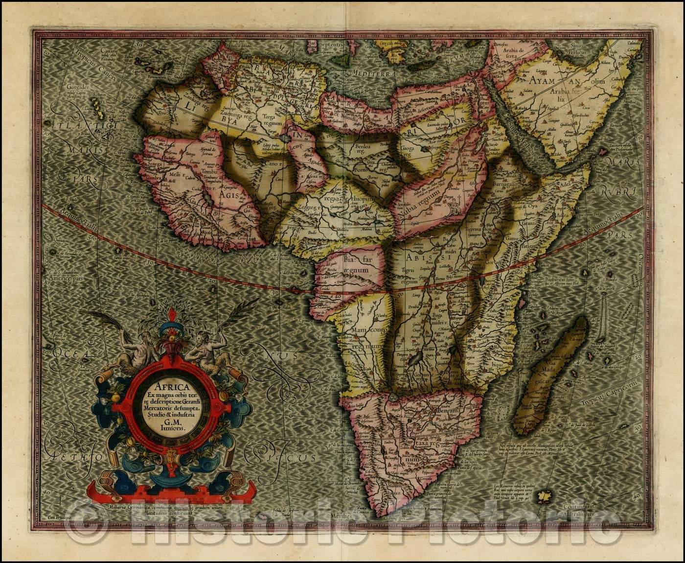 Historic Map - Africa Ex magna orbis terre descriptione Gerardi Mercatoris desumpta Studio & insustrai, 1595, Gerard Mercator v2