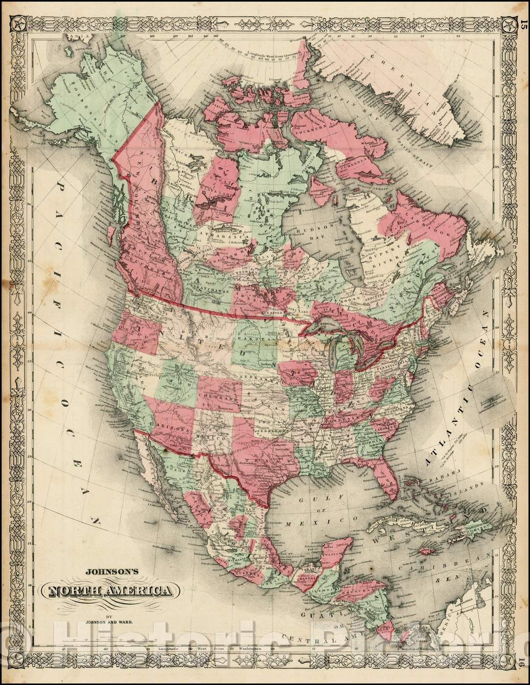 Historic Map - Johnson's North America [Massive Idaho], 1863, Benjamin Ward - Vintage Wall Art