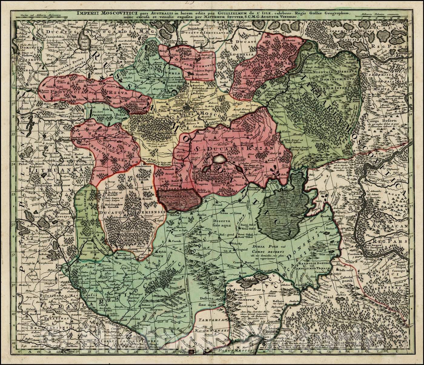 Historic Map - Imperii Moscovitici pars Australis in lucem edita :: Southern Russia, including the Ukraine, Cosack Regions and Southern part of Moscovie, 1730 - Vintage Wall Art