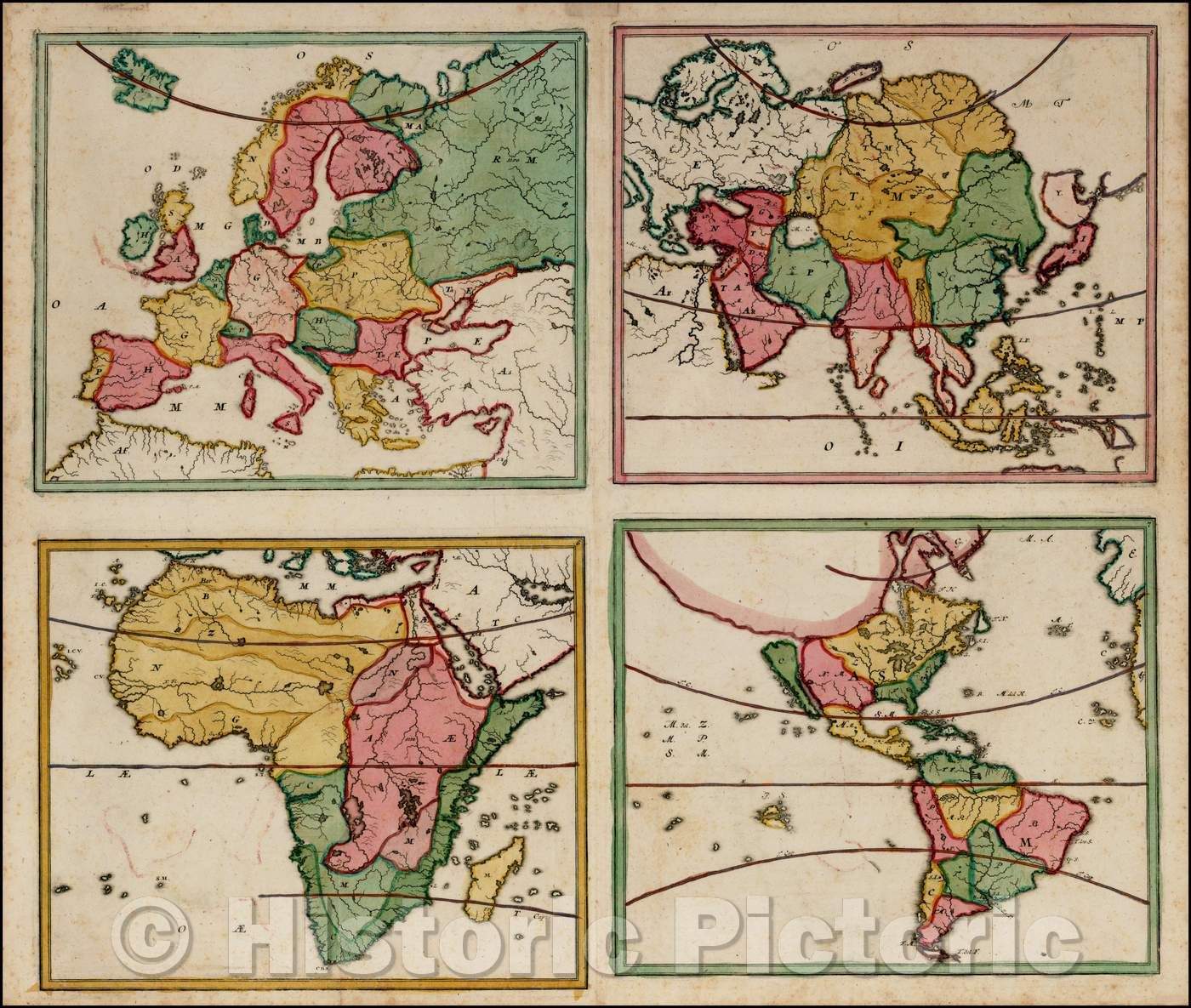 Historic Map - Map of the Continents, 1720, Johann Baptist Homann - Vintage Wall Art