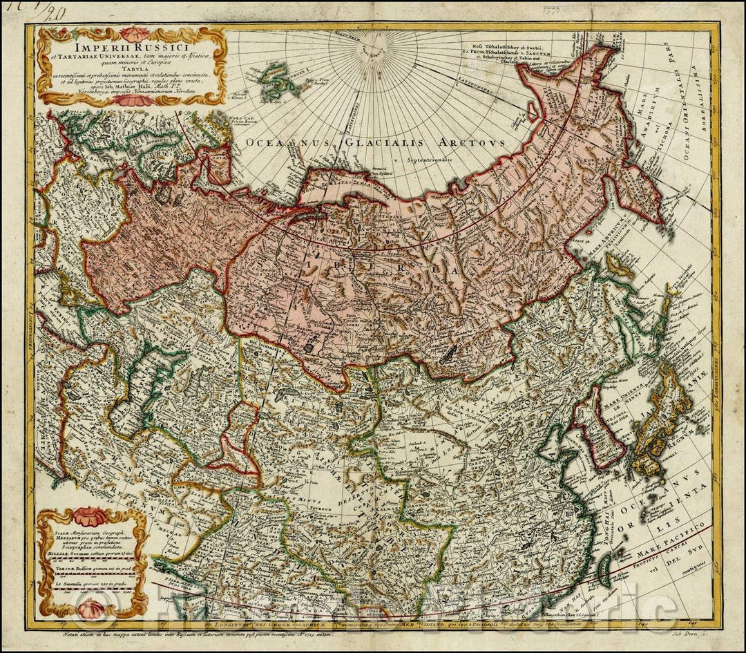 Historic Map - Imperii Russici et Tatariae Universae/Map of Asian & European Russia, along with most of China, Japan and Korea, Tibet and the Himalayas, 1732 - Vintage Wall Art