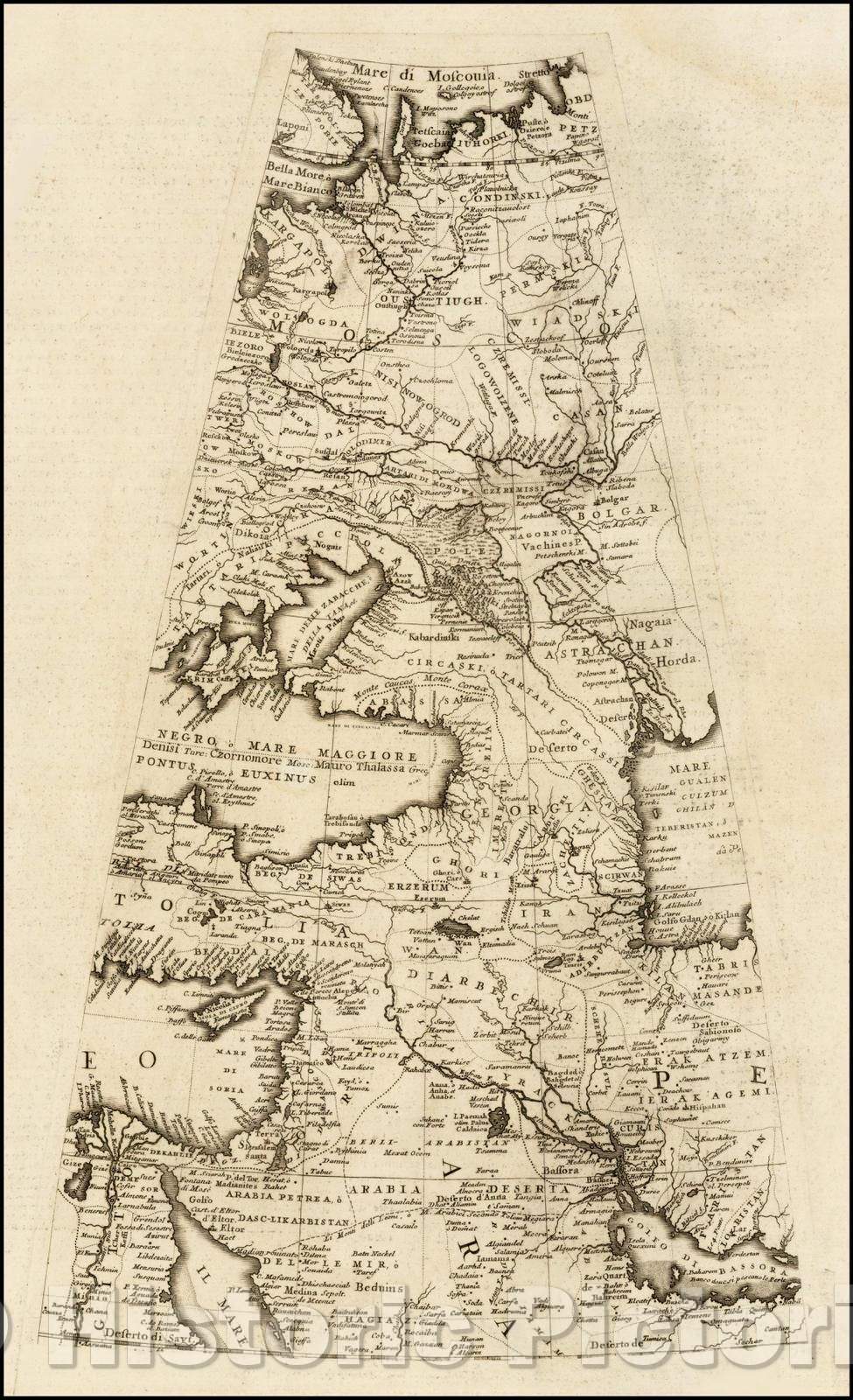 Historic Map - Globe Gore of part of Russia, the Ukraine, the Black Sea, Georgia, Armenia, Cyprus, Asia Minor, Egypt, etc, 1692, Vincenzo Maria Coronelli - Vintage Wall Art