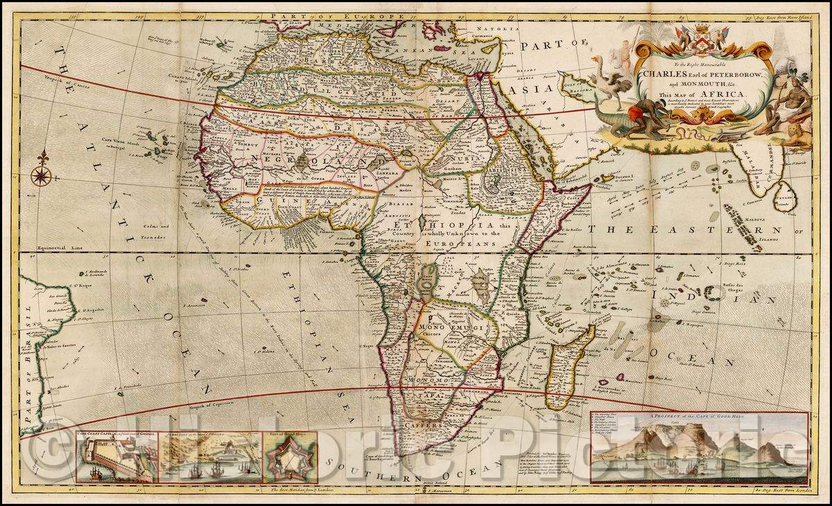 Historic Map - This Map of Africa, 1729, Herman Moll - Vintage Wall Art