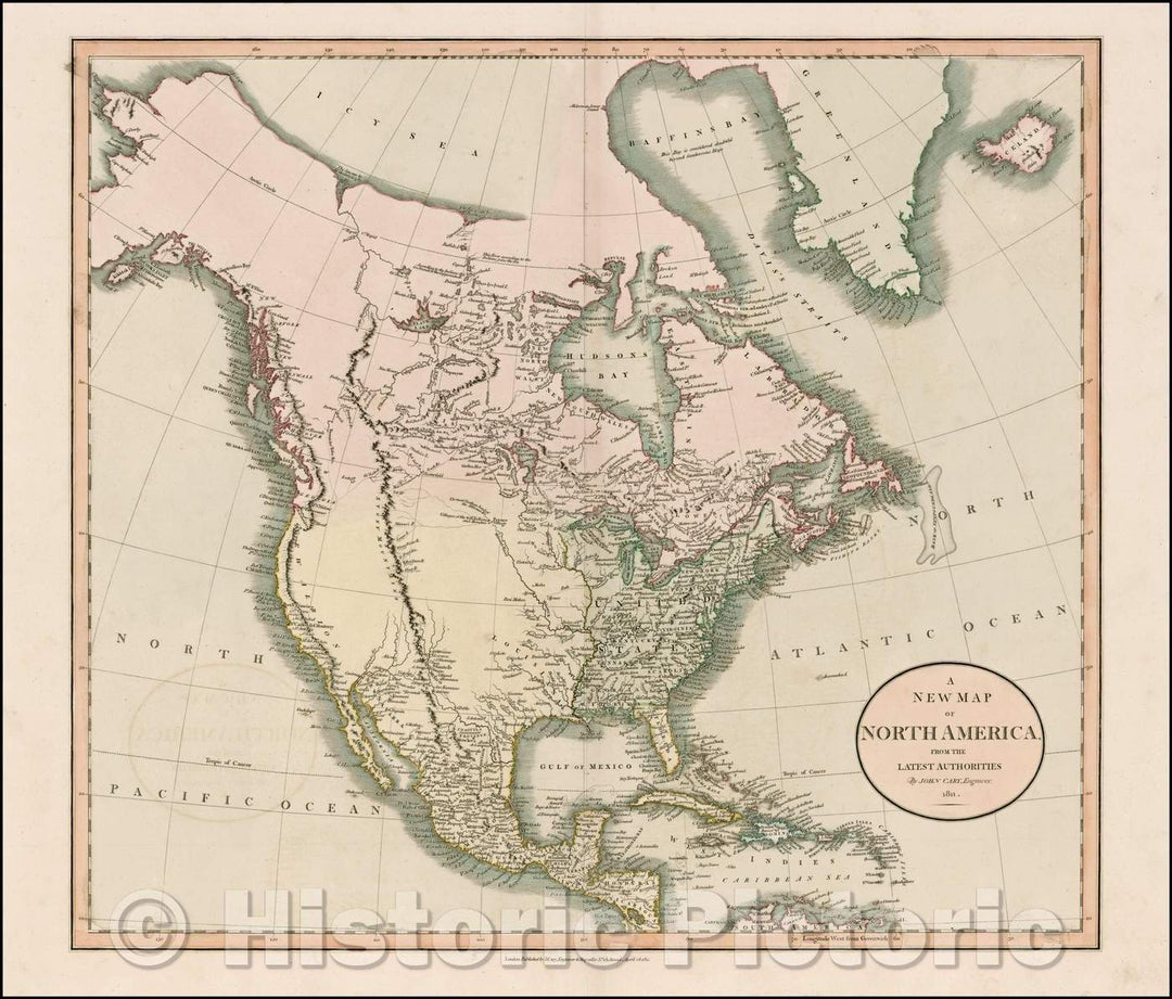 Historic Map - North America From The Latest Authorities, 1811, John Cary v1