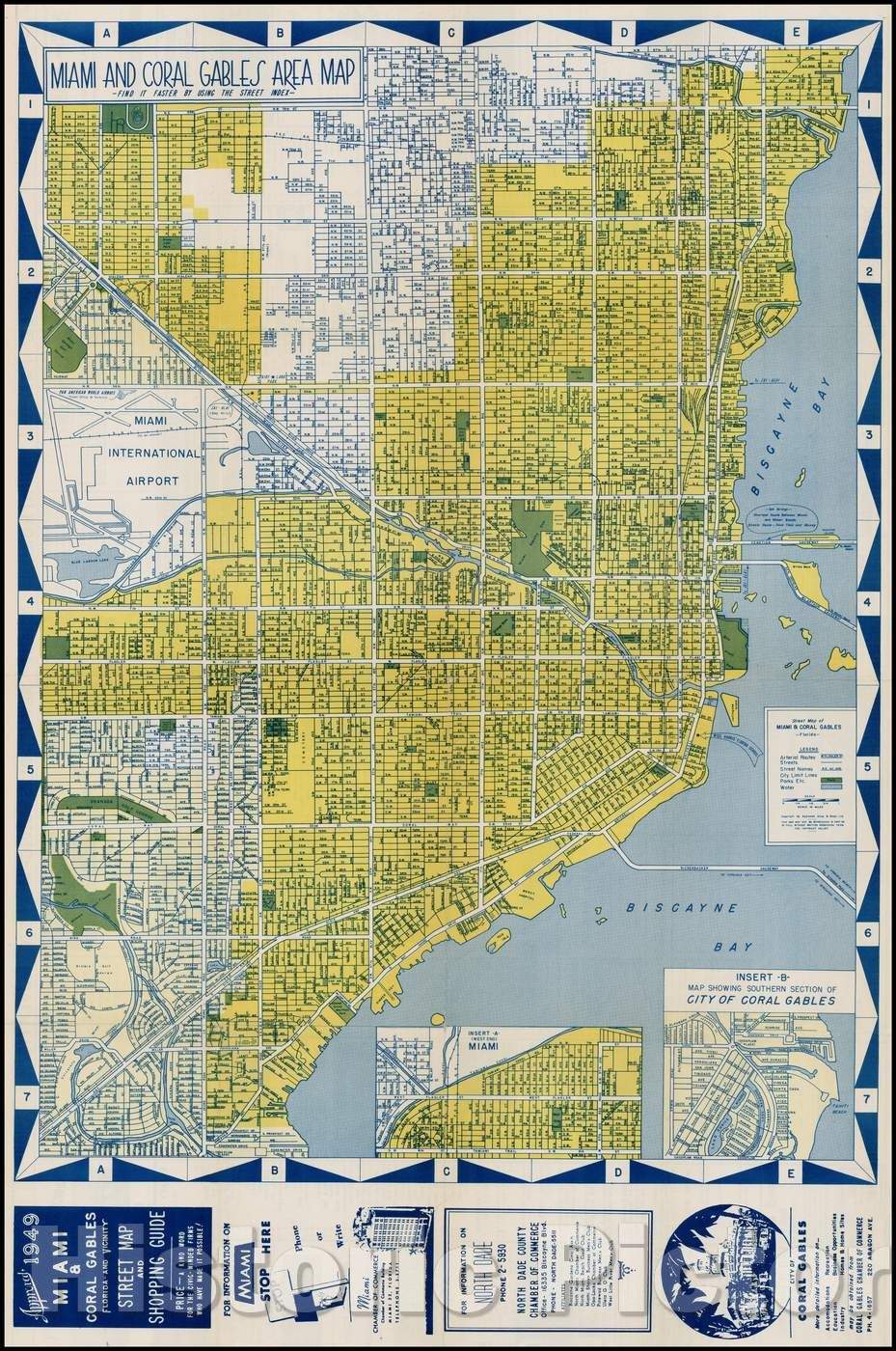 Historic Map - Miami and Coral Gables Area Map, 1949, Anonymous - Vintage Wall Art