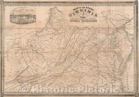 Historic Map - Map of the State of Virginia Containing The Counties, Principal Towns, Railroads, Rivers, Canals & All Other Internal Improvements, 1862 v1