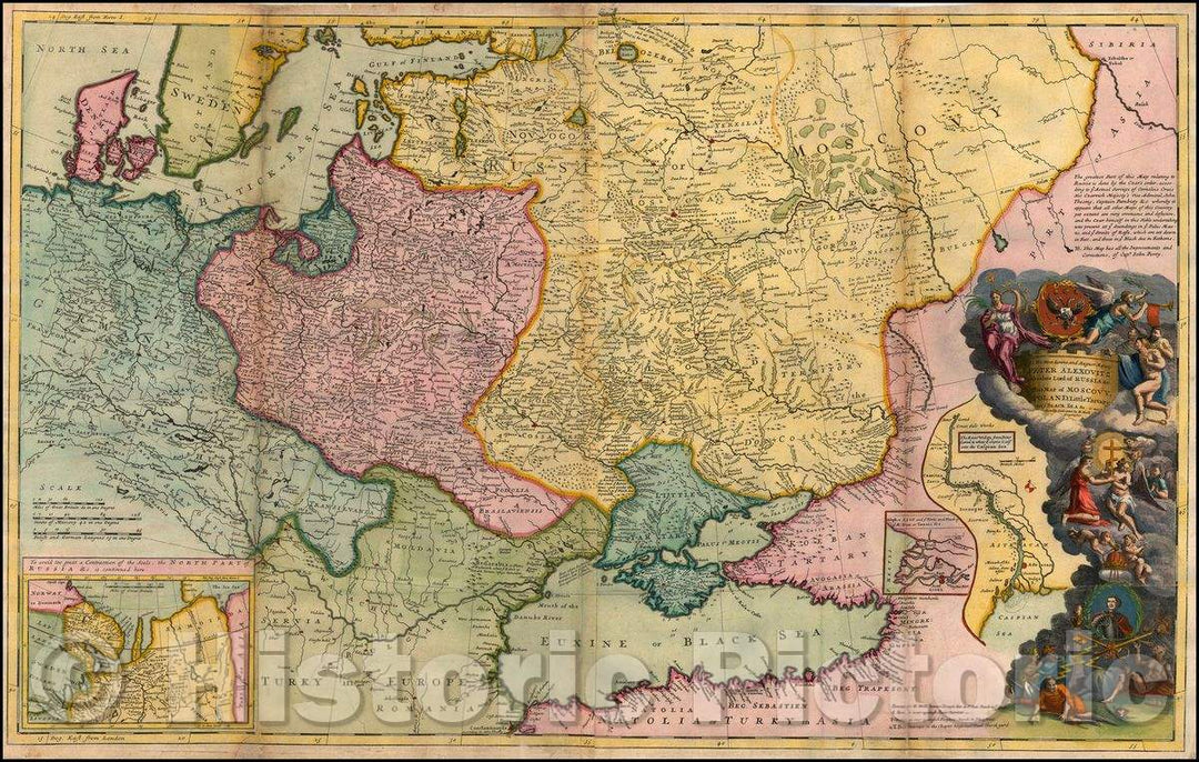 Historic Map - Moscovy, Poland, Little Tartary, and ye Black Sea, 1729, Herman Moll v1