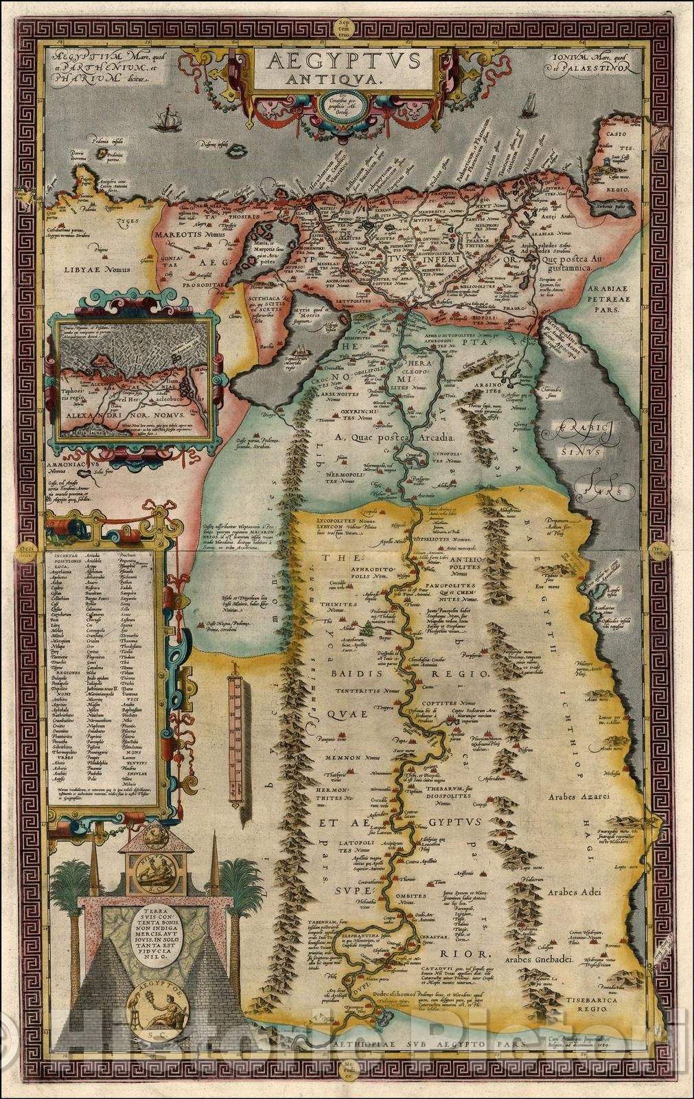 Historic Map - Aegyptus Antiqua, 1587, Abraham Ortelius - Vintage Wall Art